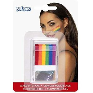 Boland 45065 Make-upstift, regenboog, 6-in-1, meerkleurige make-up met applicator, make-up-sticks, make-up, Christopher Street Day, kostuum, carnaval, themafeest, kinderschmink, verjaardag