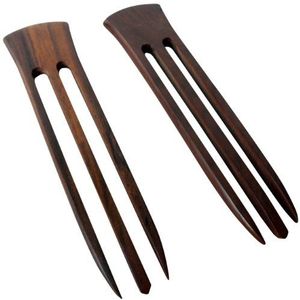JWL (2) Palissander 3 Prong 6 Inch Steil Haar Stick Pick Pic Pin Vork