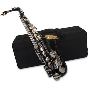 Zwarte Eb Altsaxofoon Sax Messing Lichaam Witte Toetsen Houtblazers Instrument Met Draagtas Doek Borstel Sax Hals