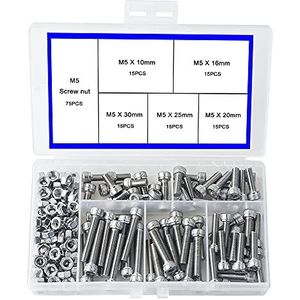 M5 304 Zeskant Inbusbouten Roestvrij Staal Zeskant Dopkop Schroeven Inbusbout Mechanische Onderdelen Zeskant Dopschroef Assortiment Kit
