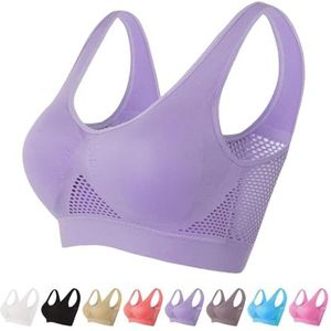 Ademende Anti-verzakking Bh Voor Vrouwen - Draadloze Ondersteunende Kulken Bh(Purple,7X-Large)