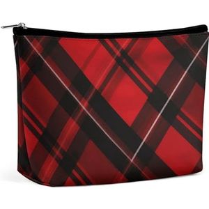 NKJJSTES Grote Capaciteit Kosmetische Zak Waterdichte Cosmetische Organisator Roze Bloem Tropische Plant Cosmetische Accessoires Organizer voor Vrouwen/, Rood en Zwart Plaid, Eén maat