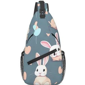 Blauwe ster patroon geschikt voor sport, hardlopen, reizen, outdoor heren en dames crossbody tassen, Cartoon Schattig Konijn, Eén maat, Retro