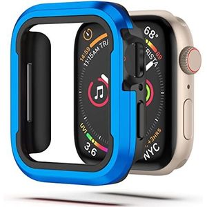 V-MOTA Aluminiumlegering behuizing combinatie van zacht rubber (TPU) en luchtvaartkwaliteit aluminium, compatibel met Apple Watch Series 6/5/4/SE, iWatch (40 mm, blauw)