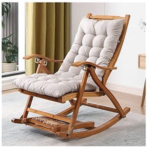 LEIYAN Vintage liggende tuinstoel opvouwbare schommelstoel voor volwassenen, verstelbare ligstoelen relax-stoel Sling fauteuil, comfortabele dekfauteuil, houten klapstoelen (kleur: met pad-1)
