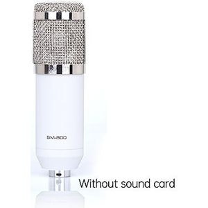 Complete podcastkit, BM800 Microfoon Professionele Condensator Draadloze MIC Geluidskaart Met Ring Invullicht Cantilever Beugel Live Streaming(White BM800)