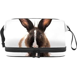 Grote capaciteit reizen cosmetische tas,Konijnen Foto,Make-up tas,Waterdichte make-up tas Organizer, Meerkleurig, 27x15x14 cm/10.6x5.9x5.5 in