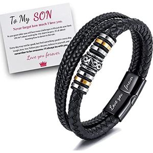 To My Son 'Love You Forever' Lederen Gevlochten Armband Met Festival Polsband Kaart M3Z3 Gift 2023 Geschenken