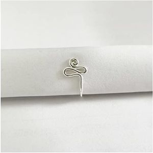 Neuspiercing 1 stks koperdraad spiraal nep piercing neus ring punk gouden zilveren kleur clip neusring kan ook oorclak manchet zijn Helixpiercing (Size : Silver)