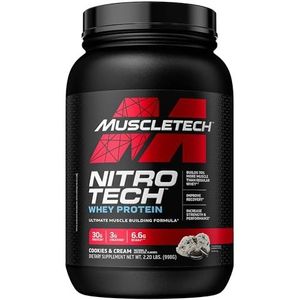 MuscleTech NitroTech Whey Protein Powder, Whey Isolate and Peptides, Cookies and Cream, 2 Pound