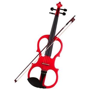 Viool Muziekinstrument 4/4 Elektrische Viool, Volledig Lindehout, Viool, Snaarinstrument Met Kabelaansluiting, Stil Rood Blauw (Color : Red)