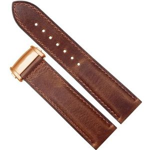 dayeer Koeienhuid lederen horlogeband voor Hamilton Khaki Aviation Classic Series horlogeband met vouwgesp herenarmband (Color : Brown 01-rose Gold B, Size : 20mm)