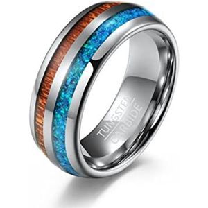 Opaal ring met parketleerTungsten Carbide Ringen Trouwringen voor mannen Comfort Fit Maat 7-12 belofte ringen voor koppels