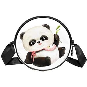 Ronde Crossbody Tas Messenger Purse voor Vrouwen Panda schattig, Meerkleurig, 6.7x6.7x2.3 in, Sling Rugzakken