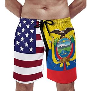 Amerikaanse en Ecuador vlag zwembroek met zakken zomer strand badpak shorts grappige board shorts voor mannen M