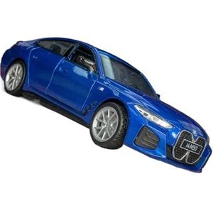 Gegoten lichtmetalen automodel Voor BMW i4 M50 1:34 Legering Model Auto Diecasts Metalen Speelgoed Sport Voertuigen Auto Model Simulatie Geluid en Licht speelgoed Gift (Color : Blue)