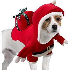 Kerst Kerstman Hondenkostuum | Kerst Kerstman Kleding Cosplay Outfit met Cadeau,Ademend hondenpakje voor puppykostuums voor bruiloften, verjaardagen Xiebro