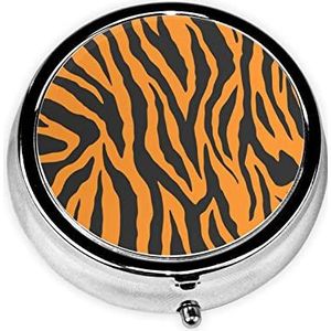 Oranje Tijger Luipaard Print Pil Doos 3 Compartiment Kleine Pil Case met Spiegel Pil Organizer voor Outdoor Reizen Pocket Purse