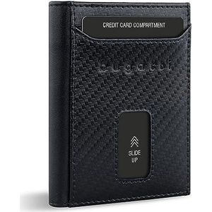 bugatti Secure Slim Mini Speciaal portemonnee, XL voor muntgeld, RFID, leer, carbon