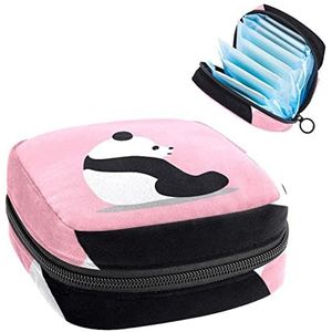 Panda PINK Sit, Periode Pouch Draagbaar,Tampon Opbergtas,Tampon Houder voor Portemonnee Vrouwelijke Product Organizer, Meerkleurig, 4.7x6.6x6.6 in/12x17x17 cm