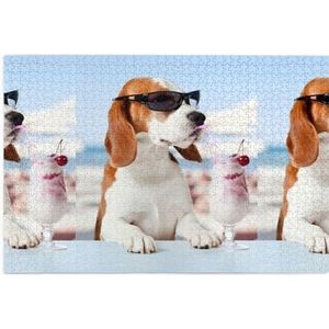 Puzzels, Legpuzzels Volwassenen Uitdagende Puzzel 1000 stuks Foto puzzel houten, Vakantie Beagle