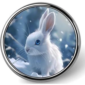 Winter Sneeuw Leuke Konijn Bunny Ronde Broche Pin Voor Mannen Vrouwen Aangepaste Badge Knop Kraag Pin Voor Jassen Shirts Rugzakken