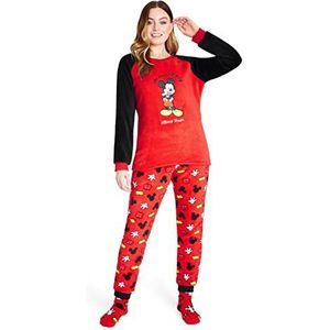 Disney Vrouwen Pyjama, Fleece Loungewear en Fluffy Sokken Stitch Geschenkset (Rood Mickey, M)