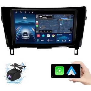 Android 14.0 2 Din Autoradio 9"" Touchscreen Auto Stereo voor Nissan Qashqai 2013-2017 met Draadloze Carplay Android Auto GPS navigatie AHD Omgekeerd beeld Stuurwielbediening(P1(1G+32G))