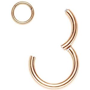 Neuspiercing 316L vrouwen hypoallergeen piercing neus ringen oorbellen chirurgisch staal septum sieraden scharnieren geschenk mode party sieraden Helixpiercing (Color : Rose Gold, Size : 0.8mmx10mm