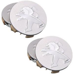 SJZZJMZ 4 stuks auto wieldoppen voor Peugeot 108 206 208 308 308 CC 406 407 60mm auto wieldoppen wieldoppen stickers vervanging A