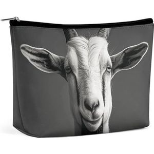 NKJJSTES Grote Capaciteit Kosmetische Zak Waterdichte Kosmetische Organisator Beer in Boom Kosmetische Toebehoren Organizer, Zwart-witte geit, Eén maat