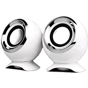 Swiixxer Computerluidsprekers voor PC Laptop Luidsprekers USB 3.5mm Bedrade Muziek Spelen HIFI Stereo met Microfoon voor TablePC Laptop, Wit