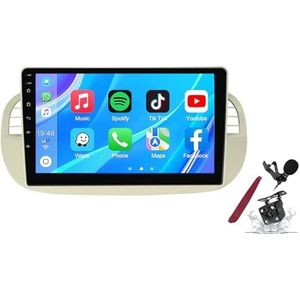 Android 14 Autoradio Sat Navi voor F-iat 500(2007-2015) 9 Inch Touchscreen Multimedia Speler met Draadloze Carplay GPS Navigatie FM RDS Bluetooth 5G-WiFi SWC DSP,M100s