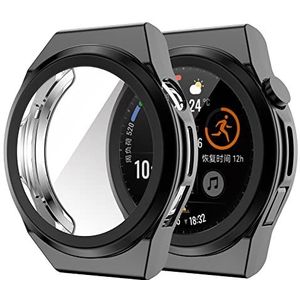 GMUJIAO [2 Pack] Case voor Huawei Watch GT3 SE,Ultra Dunne TPU Transparante Siliconen Hoes,Rondom Beschermend Bumper Schokbestendige Hoes-Zwart