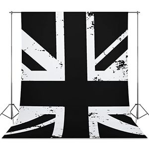 Witte en zwarte Britse vlag fotografie achtergrond doek professionele fotoshoot achtergrond gordijn voor videostudio 142 cm x 248 cm