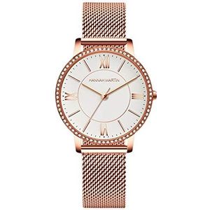 rorios Dameshorloge, analoog, kwarts, polshorloge, waterdicht, diamanten horloges met roestvrij stalen mesh-armband, elegant kwartshorloge voor dames, wit, armband