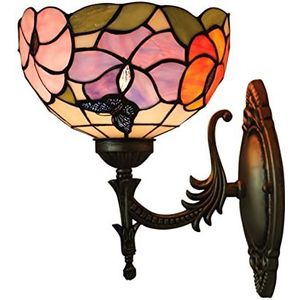 Tiffany -Stijl Muurlicht 7,8 Inch Vlinder En Bloemen Wandlampen Voor Woonkamer, Slaapkamer, Gang, Ambachtelijke Kunstenaar