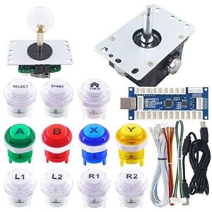 SJ@JX Arcade Game Controller 3D Gamepad Analog Stick Sensor Fly Joystick Microswitch MX LED Button USB Encoder Light Cable for PC MAME PS3 Android Raspberry Pi