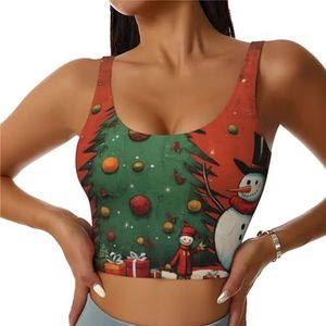 Sneeuwpop Kerstboom Print Comfortabele Vrouwen Sport Vest Yoga Workout Vest Voor Vrouwen Lichtgewicht Zomer, Zwart, S