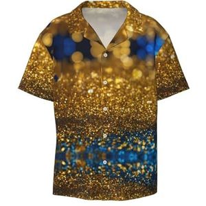 YJxoZH Glitter Patroon Print Heren Jurk Shirts Casual Button Down Korte Mouw Zomer Strand Shirt Vakantie Shirts, Zwart, M