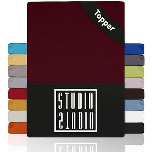 STUDIO Basic Topper Spannbettlaken 90x200cm, 100% gekämmte Baumwolle, OEKO-TEX 100, Markenqualität, Bettlaken 90x200 Topperbezug Jersey - Bordeaux