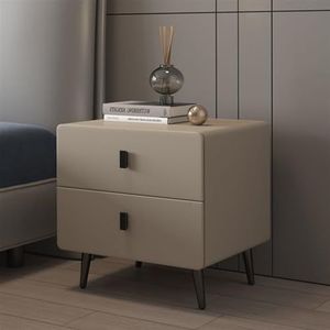 Bedside Tables Nachtkastje lederen nachtkastje eenvoudig modern slaapkamer licht luxe nachtkastje twee kleine kast opbergkast nachtkastje plank massief hout for slaapkamer woonkamer opbergkast (Color