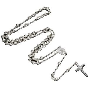 6MM metalen kralen ketting goud zilver gemengd dames heren lange ketting kruis hanger ketting (Style : 3)