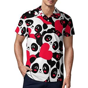 Naadloze Panda Heart Heren Golf Polo-Shirt Zomer Korte Mouw T-Shirt Casual Sneldrogende Tees 4XL