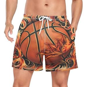 Niigeu Pop Sport Flame Basketbal Zwembroek voor heren, sneldrogend, met zakken, Leuke mode, XL