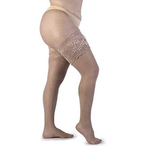 Hoge Ruffle Hold-ups 30 Denier voor Dames Curvy Plus Size Grote Maten - Made in Italy (Powder, 7)
