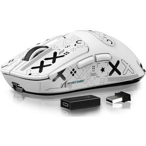 ATTACK SHARK X3 Pro 4K/8K Hz-muis, 49 g SUPERLIGHT, PixArt PAW3395-gamingsensor, BT/2.4G draadloze/bedrade gamingmuis, 6 instelbare DPI tot 26000, 200 uur batterij (wit)