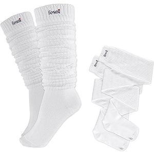 fesoi Slouch Socks - 120 cm lengte wit | Shoppersokken | Losse Socks | Tube Sock | Slang sokken | 90s College | Kawaii Japan | Cheerleader USA