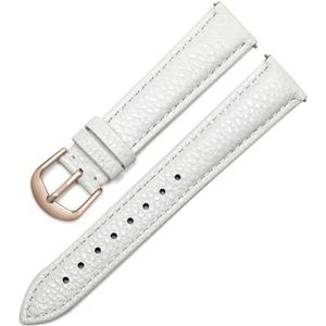 CBLDF Echt Lederen Horlogebandje For Vrouwen Quick Release Horloge Band 12mm 14mm 16mm 18mm 20mm Mode Horlogeband Horloges (Color : WHITE RO GD, Size : 13mm)