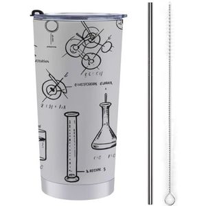 AQRJLPM Chemie Print Auto Cup Roestvrij Staal 20oz Tumbler met Riet En Deksels Lekvrij Geïsoleerde Roestvrij Staal Reizen Koffie Mok Pobtable voor Koude Warme Dranken Camping